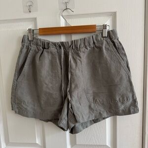 MARINE LAYER Linen Shorts Drawstring Gray-Green M
